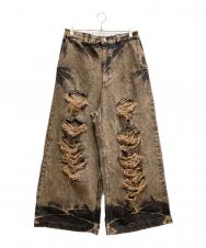 MAISON SPECIAL (メゾンスペシャル) Destroy Denim Prime-Wide Pants/デストロイデニムプライムワイドパンツ ダークブラウン サイズ:1