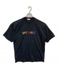 VERSACE SPORT (ヴェルサーチ スポーツ) ロゴ刺繍Tシャツ ブラック サイズ:52