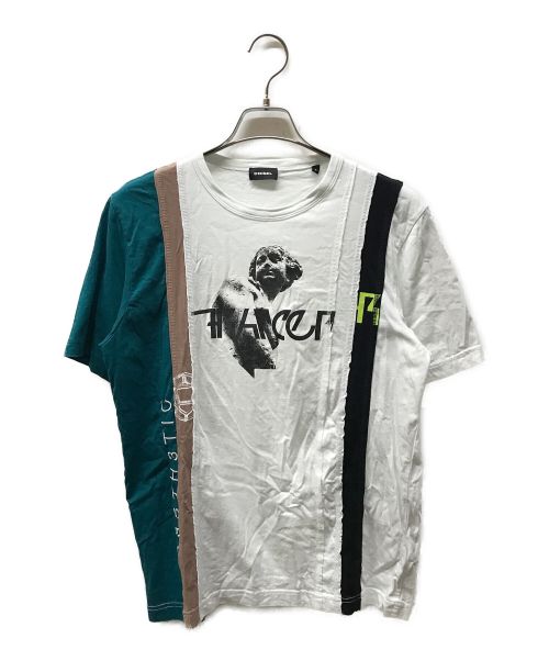 DIESEL（ディーゼル）DIESEL (ディーゼル) 再構築Tシャツ ホワイト×グリーン サイズ:Sの古着・服飾アイテム