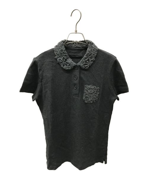 PRADA（プラダ）PRADA (プラダ) ニット切替ポロシャツ グレー サイズ:XLの古着・服飾アイテム