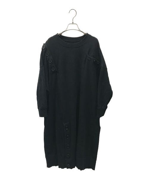 GROUND Y（グラウンドワイ）GROUND Y (グラウンドワイ) デザインスウェットワンピース ブラック サイズ:1の古着・服飾アイテム