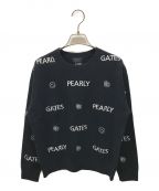 PEARLY GATESパーリーゲイツ）の古着「Wジャガード×刺繍長袖セーター/ニット」｜ネイビー