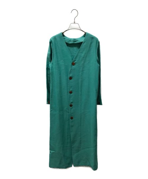 BALLSEY（ボールジィ）BALLSEY (ボールジィ) レーヨンリネンカルゼベルテッドワンピース グリーン サイズ:36の古着・服飾アイテム