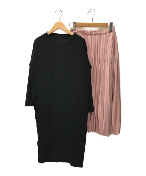 ELENDEEK（エレンディーク）ELENDEEK (エレンディーク) COLORS WIDE PLEATS SEPA KT OP ブラック×ピンク サイズ:１の古着・服飾アイテム