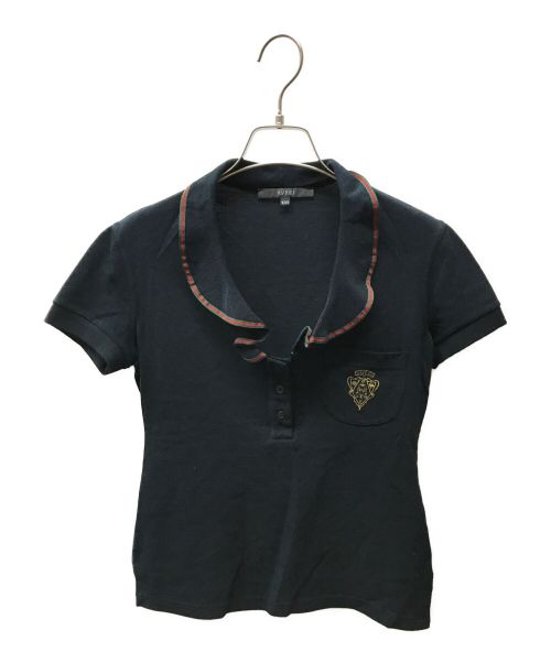 GUCCI（グッチ）GUCCI (グッチ) シェリーラインクレスト刺繍ポロシャツ ネイビー サイズ:XXSの古着・服飾アイテム