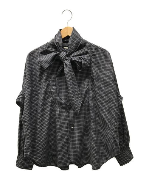BEAMS BOY（ビームスボーイ）BEAMS BOY (ビームスボーイ) チェックアスコットタイシャツ ブラック サイズ:FREEの古着・服飾アイテム