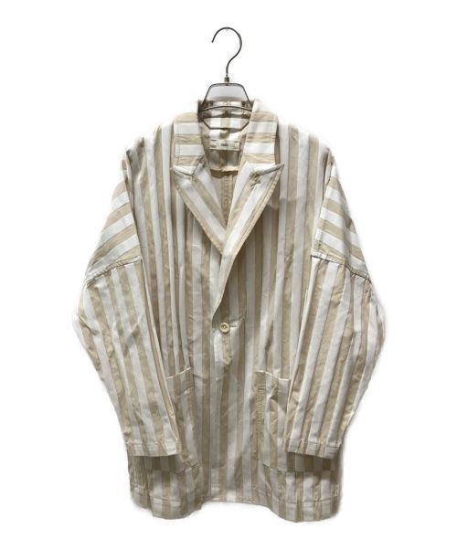 UNFIL（アンフィル）UNFIL (アンフィル) STRIPED COTTON DOBBY OVERSIZED JKT アイボリーの古着・服飾アイテム