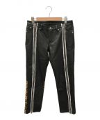 doubletダブレット）の古着「ZIP UP STRETCH LEATHER PANTS」｜ブラック