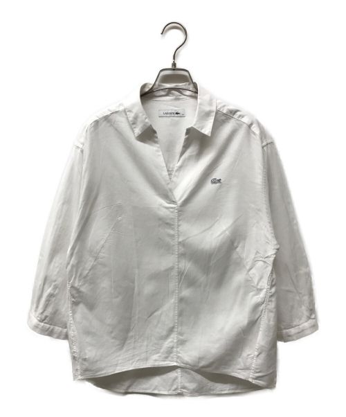 LACOSTE（ラコステ）LACOSTE (ラコステ) リネンコットンスキッパーネックシャツ LACOSTE ラコステ  CF2326 ホワイト サイズ:34の古着・服飾アイテム