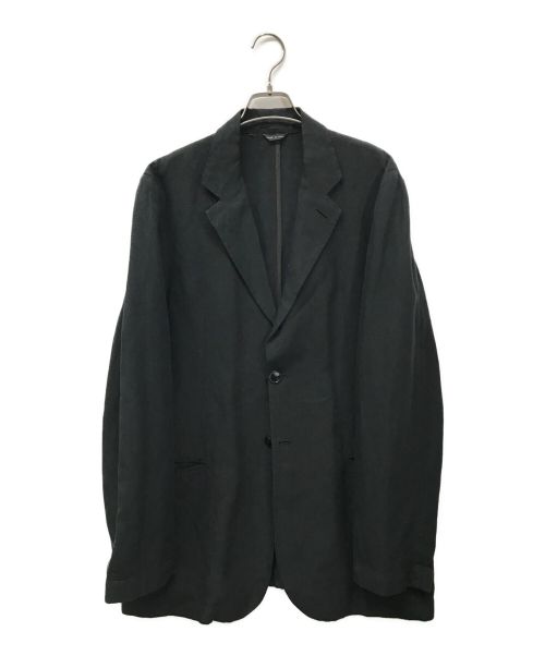 EMPORIO ARMANI（エンポリオアルマーニ）EMPORIO ARMANI (エンポリオアルマーニ) リネンテーラードジャケット/イタリア製/2B/春/薄手 ブラック サイズ:48の古着・服飾アイテム