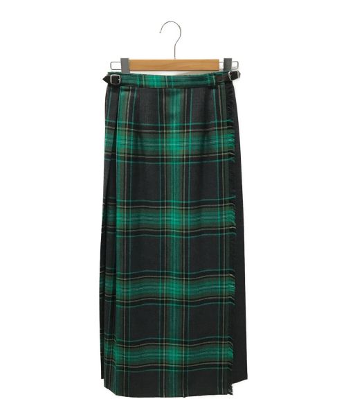 O'NEIL OF DUBLIN（オニールオブダブリン）O'NEIL OF DUBLIN (オニールオブダブリン) チェックロングラップスカート グリーン サイズ:38の古着・服飾アイテム