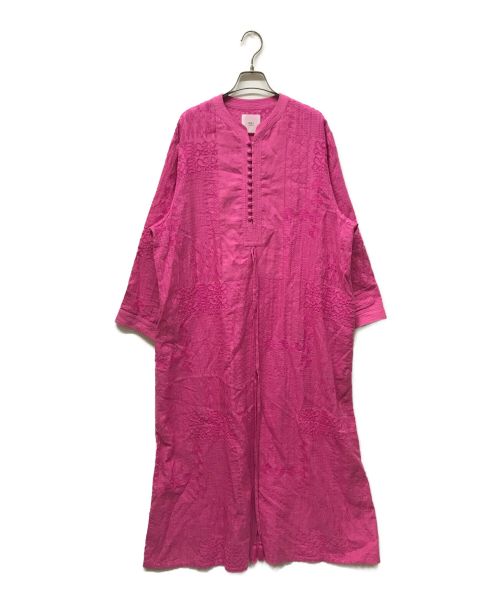 IENA LA BOUCLE（イエナ ラ ブークル）IENA LA BOUCLE (イエナ ラ ブークル) パッチワーク刺繍シャツワンピース ピンク サイズ:FREEの古着・服飾アイテム