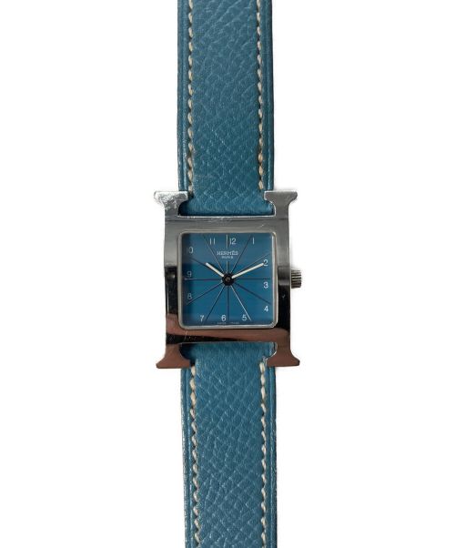 HERMES（エルメス）HERMES (エルメス) Hウォッチ 腕時計 レザーバンド クォーツ HH1.210 スカイブルーの古着・服飾アイテム