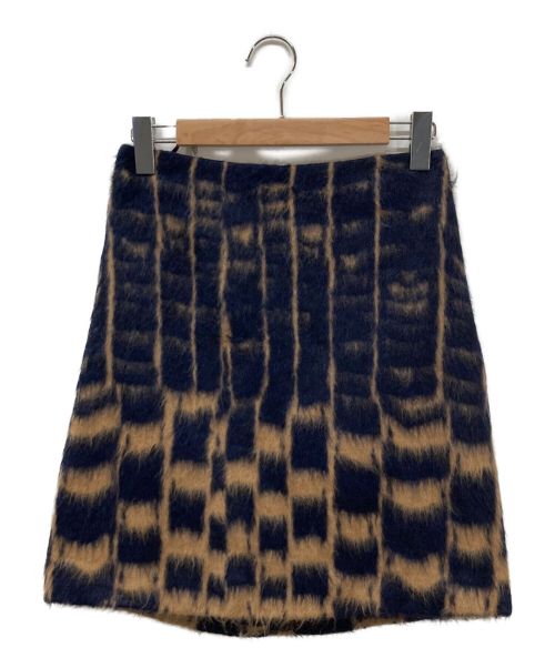 'S Max Mara（エスマックスマーラ）'S Max Mara (エスマックスマーラ) アルパカシャギースカート ネイビー サイズ:40の古着・服飾アイテム