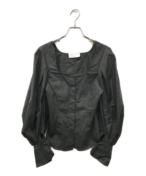 Mame Kurogouchi（マメクロゴウチ）Mame Kurogouchi (マメクロゴウチ) Square Neck Puff Sleeve Shirt/MM22PF-SH716 ブラック サイズ:SIZE 2の古着・服飾アイテム