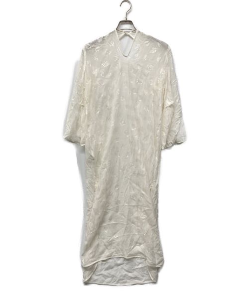 Mame Kurogouchi（マメクロゴウチ）Mame Kurogouchi (マメクロゴウチ) Film Jacquard Shine I-Line Dress MM20SS-DR043 シルクフラワージャガードドレスワンピース  ホワイト サイズ:1の古着・服飾アイテム