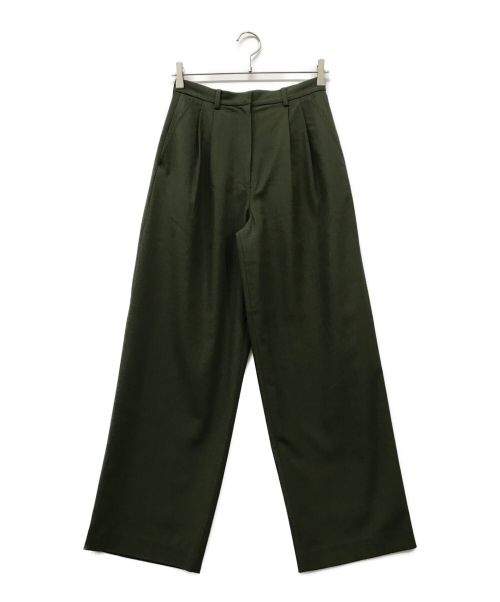CLANE（クラネ）CLANE (クラネ) BASIC TUCK PANTS　ベーシックタックパンツ　スラックスパンツ　13110-7002 オリーブ サイズ:1の古着・服飾アイテム