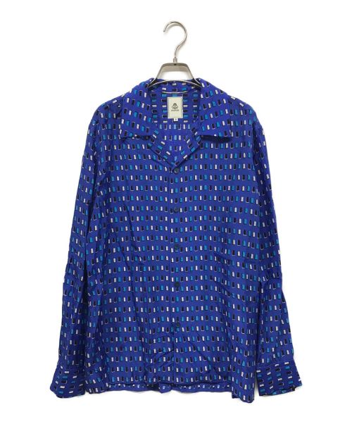 MANDO（マンドー）MANDO (マンドー) 四角柄プリントシャツ 21195-006 ブルー サイズ:SIZE 2の古着・服飾アイテム