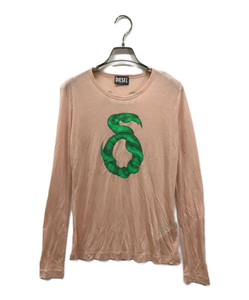 DIESEL（ディーゼル）DIESEL (ディーゼル) カットソー　ロンT　ロングスリーブTシャツ　カシミヤ Y2K ピンク サイズ:XLの古着・服飾アイテム