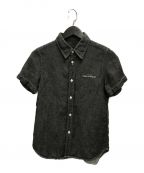 tricot COMME des GARCONS（）の古着「ロゴ刺繍ブラックリネンデニムシャツ」｜ブラック