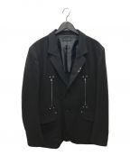 s'yte（）の古着「レーヨンジャケット　テーラード　ジップ　デザインジャケット」｜ブラック
