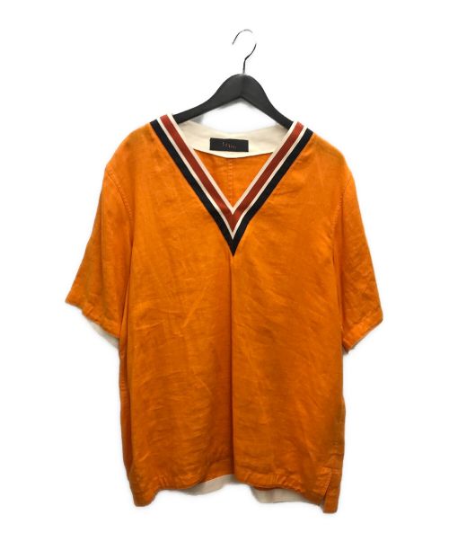 LINDER（リンダ―）LINDER (リンダ―) Vネックオーバーシルエットシャツ　カットソー オレンジ サイズ:48の古着・服飾アイテム