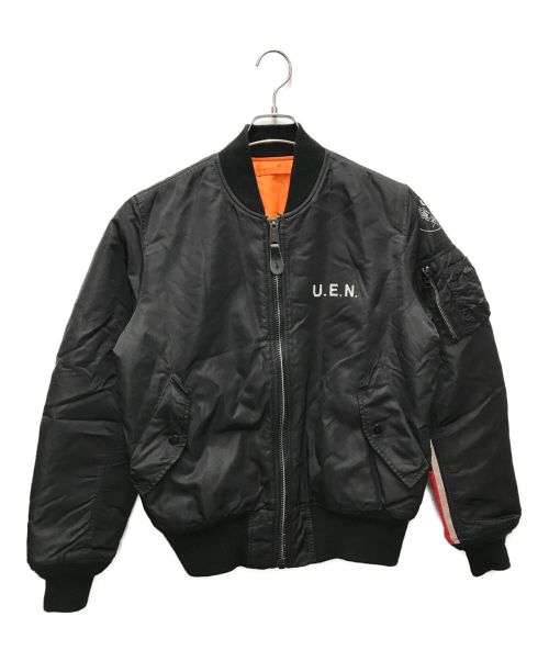 uniform experiment（ユニフォームエクスペリメント）UNIFORM EXPERIMENT×ALPHA (ユニフォームエクスペリメント×アルファ) Tight Fit MA 1 Jacket ブラック サイズ:Mの古着・服飾アイテム