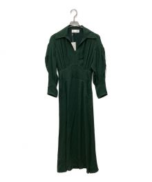 Mame Kurogouchi（マメクロゴウチ）の古着「Stripe Jacquard Dress　ジャガードドレス」｜グリーン