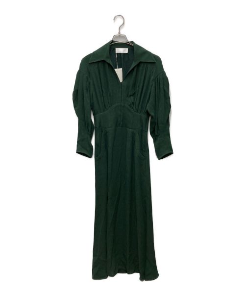 Mame Kurogouchi（マメクロゴウチ）Mame Kurogouchi (マメクロゴウチ) Stripe Jacquard Dress　ジャガードドレス グリーン サイズ:1の古着・服飾アイテム