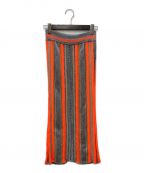 Mame Kurogouchiマメクロゴウチ）の古着「Stripe HAMAGURI Knit Skirt」｜オレンジ×グレー