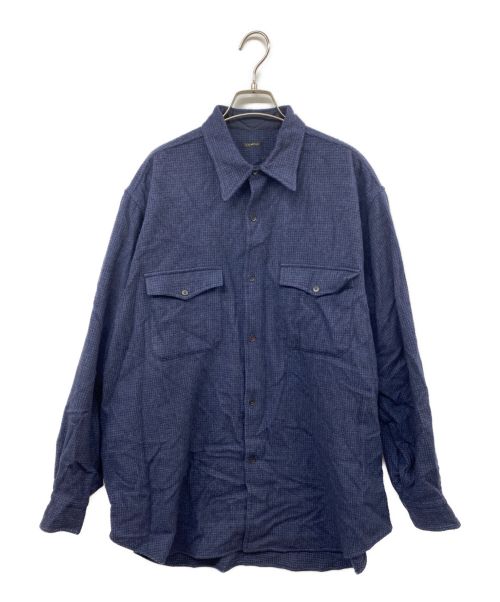 COMOLI（コモリ）COMOLI (コモリ) W/CA ハウンドトゥース CPO カシミヤブレンドルーズフィットウールシャツ ネイビー サイズ:3の古着・服飾アイテム