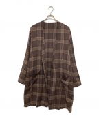 SOPHNET.ソフネット）の古着「21AW SOLOTEX CHECK NO COLLAR GOWN SHIRT」｜ブラウン