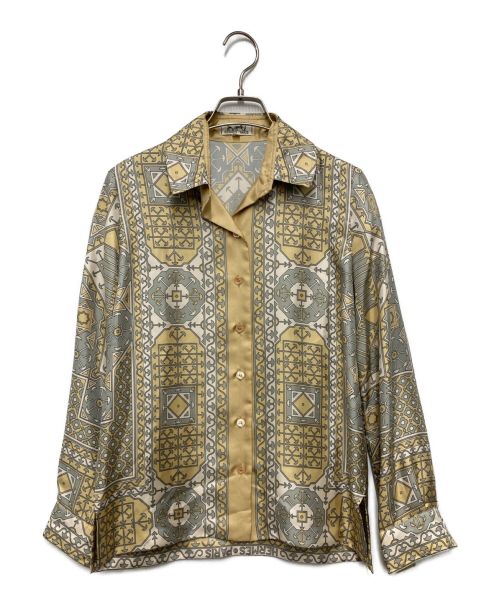 HERMES（エルメス）HERMES (エルメス) シルクスカーフオープンカラーシャツ ベージュ サイズ:38の古着・服飾アイテム