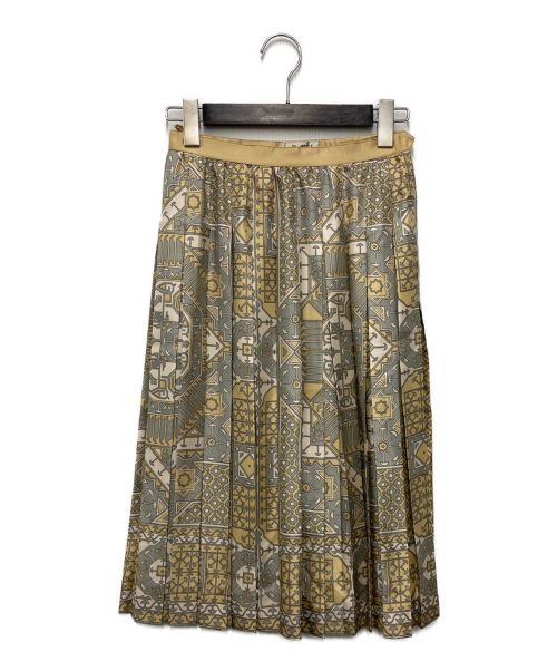 HERMES（エルメス）HERMES (エルメス) シルクスカーフプリーツスカート ベージュ サイズ:38の古着・服飾アイテム
