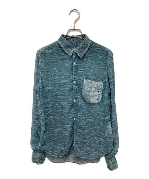 COMME des GARCONS（コムデギャルソン）COMME des GARCONS (コムデギャルソン) ポケット切替シアー総柄シャツ ブルー サイズ:XSの古着・服飾アイテム