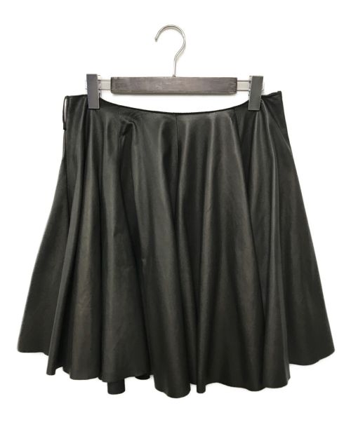 PRADA（プラダ）PRADA (プラダ) レザーミディフレアスカート ブラック サイズ:SIZE 42の古着・服飾アイテム