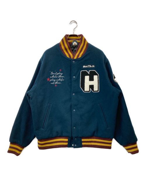 HUF（ハフ）HUF (ハフ) Miles Davis (マイルス・デイヴィス) PANGAEA VARSITY JACKET ブルー サイズ:XLの古着・服飾アイテム