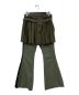 sacai（サカイ）の古着「21SS Pleated Skirt Logo Belt Trousers/プリーツスカートロゴドッキングフレアパンツ」｜カーキ