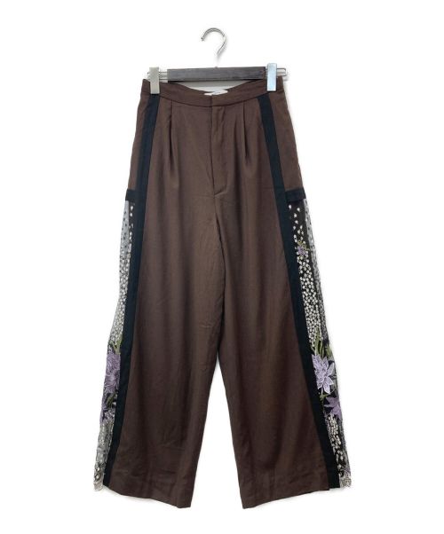 MURRAL（ミューラル）MURRAL (ミューラル) FRAMED FLOWER PANTS フレームドフラワーパンツ ブラウン サイズ:36の古着・服飾アイテム