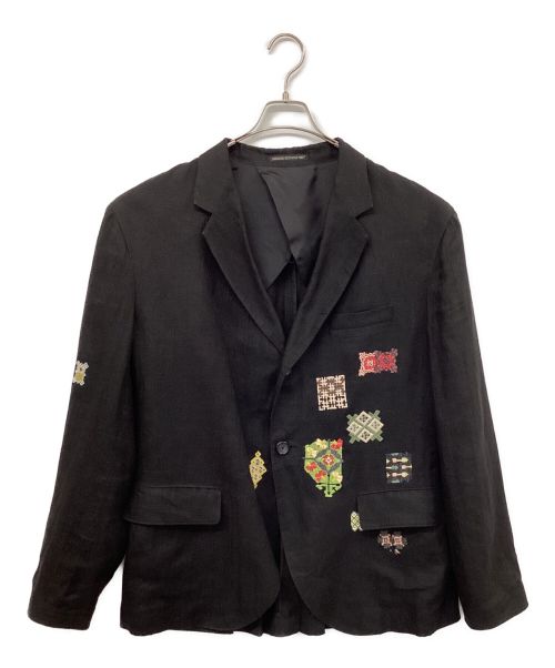 Yohji Yamamoto pour homme（ヨウジヤマモト プールオム）Yohji Yamamoto pour homme (ヨウジヤマモト プールオム) 11SS リネンコットン刺繍2Bジャケット テーラードジャケット ブラック サイズ:4の古着・服飾アイテム