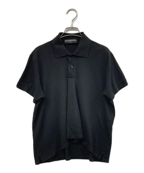 BALENCIAGA（バレンシアガ）BALENCIAGA (バレンシアガ) S/Sロゴ刺繍ポロシャツ ブラック サイズ:Lの古着・服飾アイテム