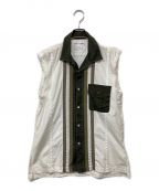 COMME des GARCONS SHIRTコムデギャルソンシャツ）の古着「切替ノースリーブオープンカラーシャツ」｜カーキ