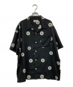 CALEEキャリー）の古着「Original dot pattern amunzen cloth S/S shirt ドットオープンカラーシャツ」｜ブラック