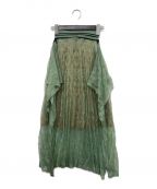 Mame Kurogouchiマメクロゴウチ）の古着「Wrapping Knit Skirt ペチコート付メッシュスカート」｜グリーン