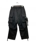 Name.×COOTIE PRODUCTIONSネーム×クーティープロダクツ）の古着「21AW POLYESTER KERSEY ERROR FIT CARGO EASY PANTS イージーワイドカーゴパンツ」｜ブラック