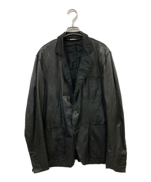 DOLCE & GABBANA（ドルチェ＆ガッバーナ）DOLCE & GABBANA (ドルチェ＆ガッバーナ) レザー切替ジャケット ブラック サイズ:48の古着・服飾アイテム