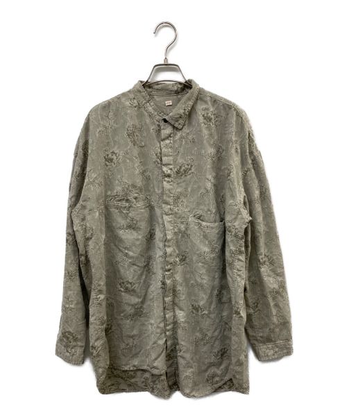OUTIL（ウティ）OUTIL (ウティ) 23SS chemisier sapois ジャガード バンドカラーシャツ グレー サイズ:2の古着・服飾アイテム