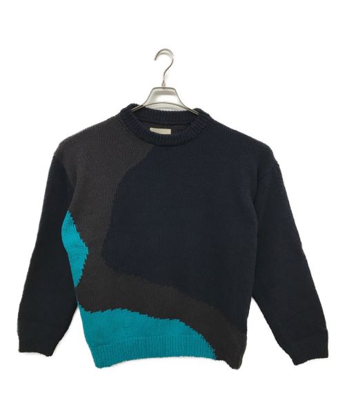 YOKE（ヨーク）YOKE (ヨーク) Intarsia Cotton Sweater ネイビー サイズ:2の古着・服飾アイテム