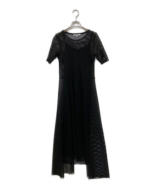 UN3D.（アンスリード）UN3D. (アンスリード) メッシュレイヤードワンピース ブラック サイズ:38の古着・服飾アイテム