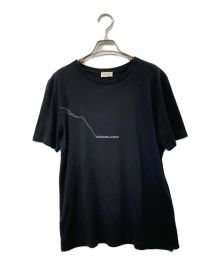 Saint Laurent Paris（サンローランパリ）の古着「カットオフ加工プリントTシャツ」｜ブラック